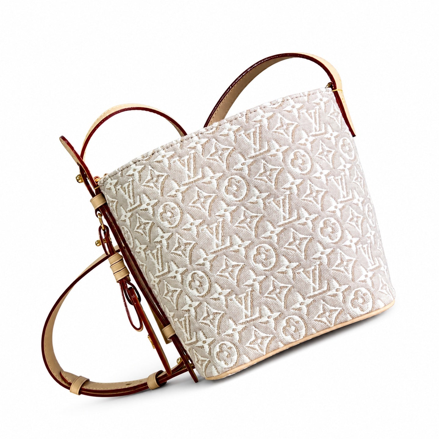 Louis Vuitton All In Embroidered Cotton Canvas Jacquard Leather Handbag