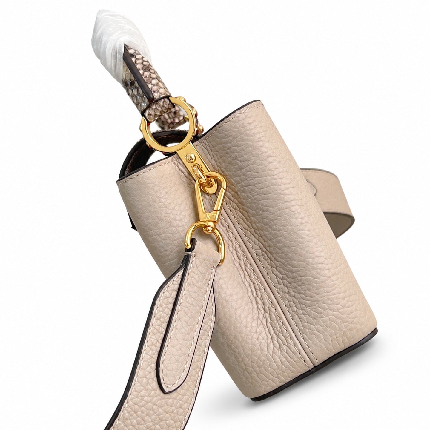Louis Vuitton Capucines Mini Snakeskin Leather Gray Handbag