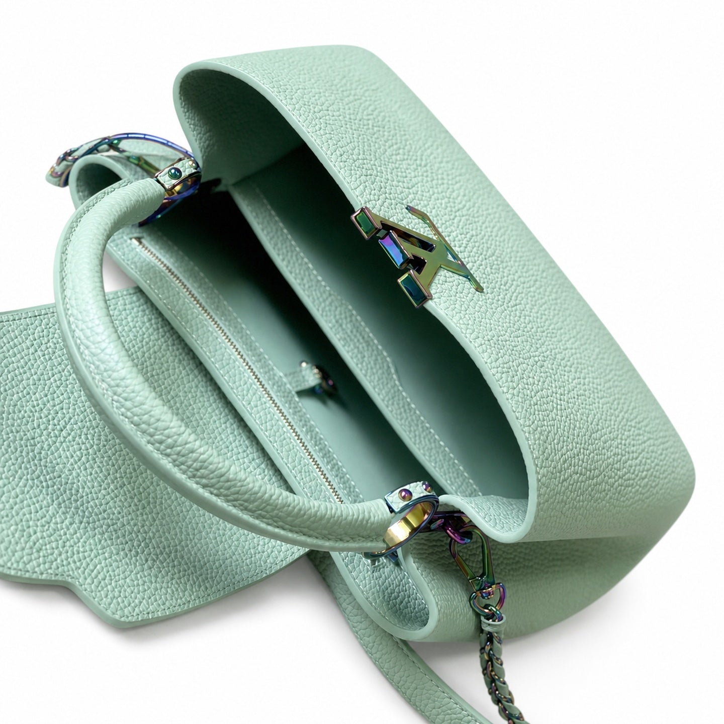 Louis Vuitton Capucines Mini Leather Green Gold Handbag