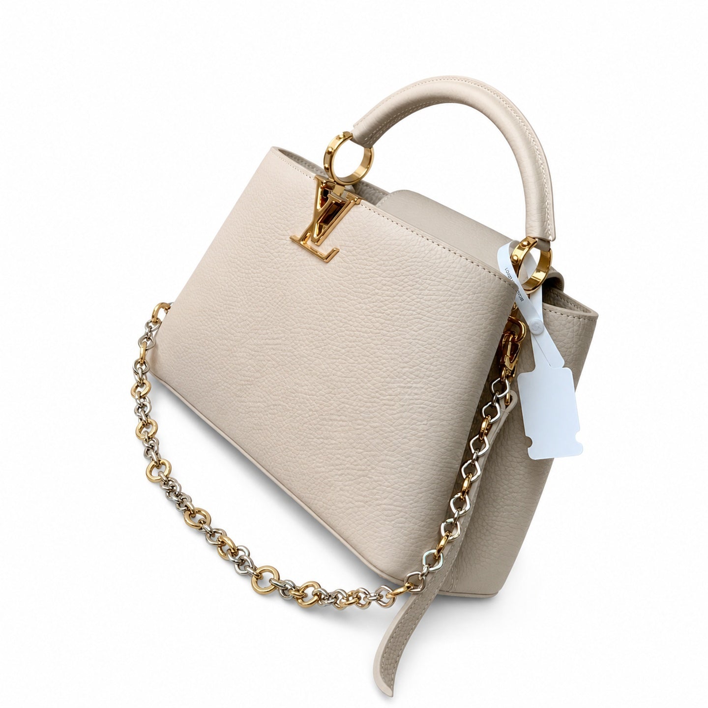 Louis Vuitton Capucines Medium Leather Gray Handbag
