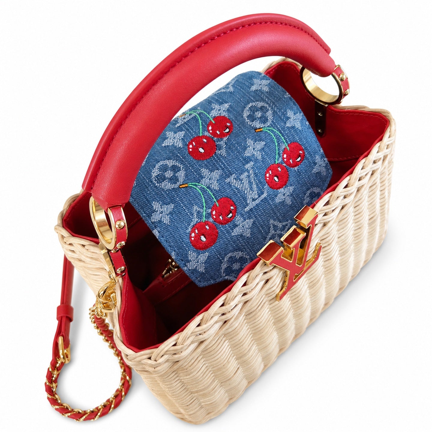 Louis Vuitton Capucines Takashi Murakami Small Red Handbag
