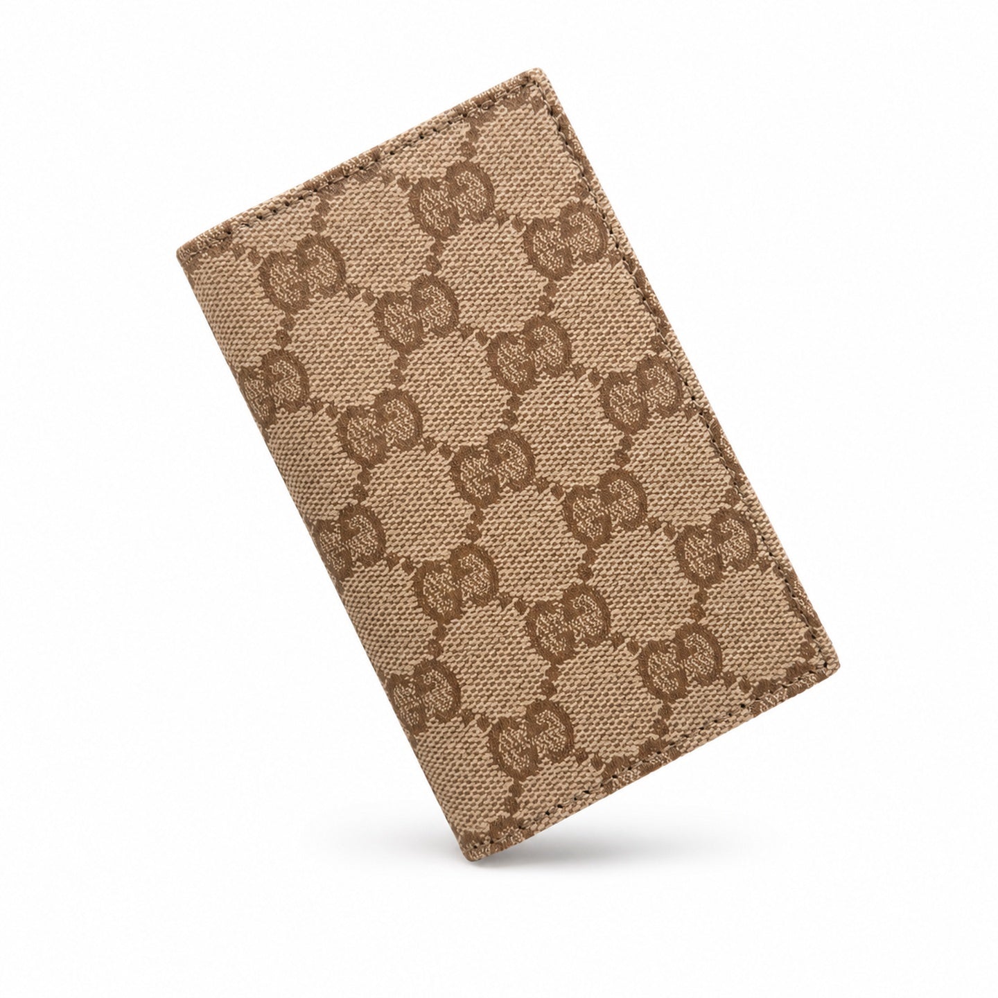Gucci Canvas Leather Brown Gold Silver Card Holder