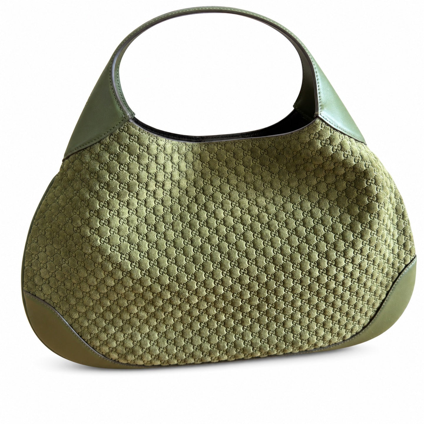 Gucci Suede Velvet Leather Brown Green Gold Bag