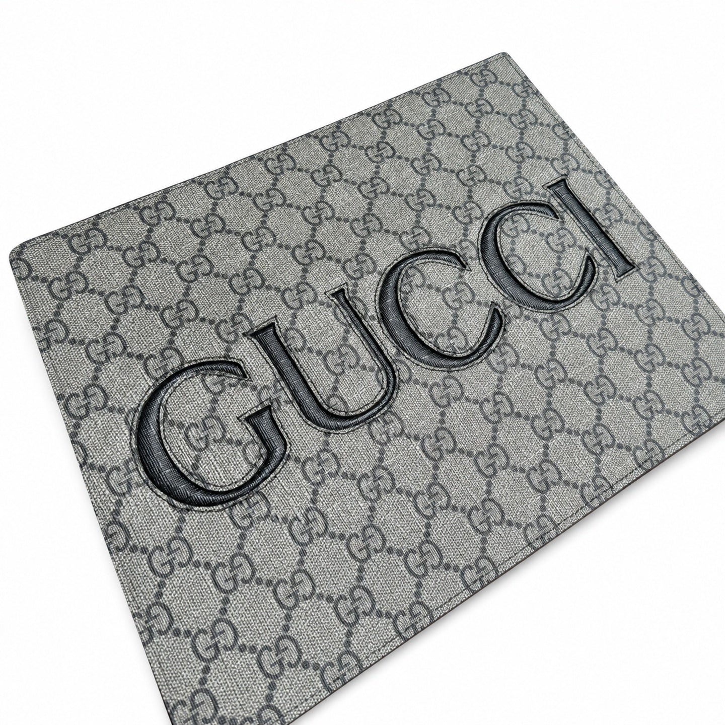 Gucci Supreme Cotton Canvas Leather Black Gray Clutch