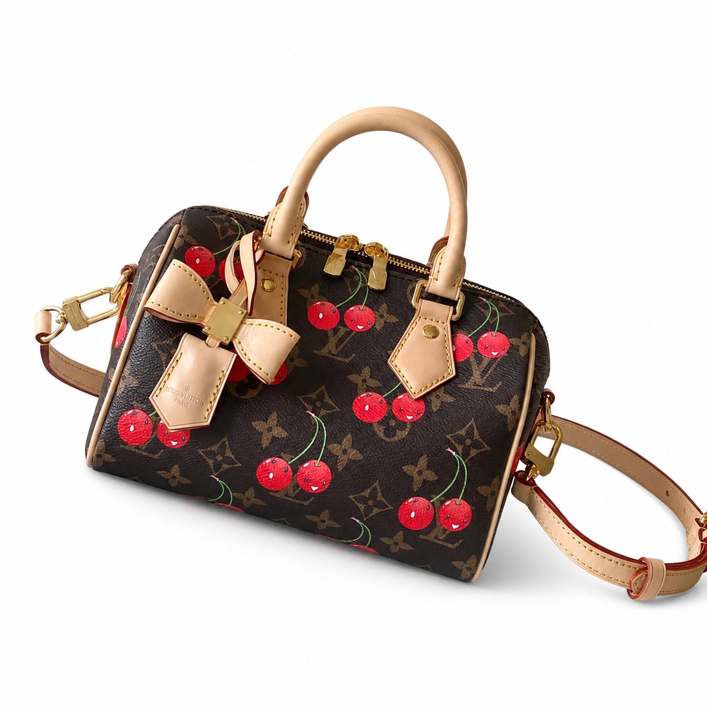 Louis Vuitton Speedy Bandouliere Takashi Murakami Canvas Leather Handbag