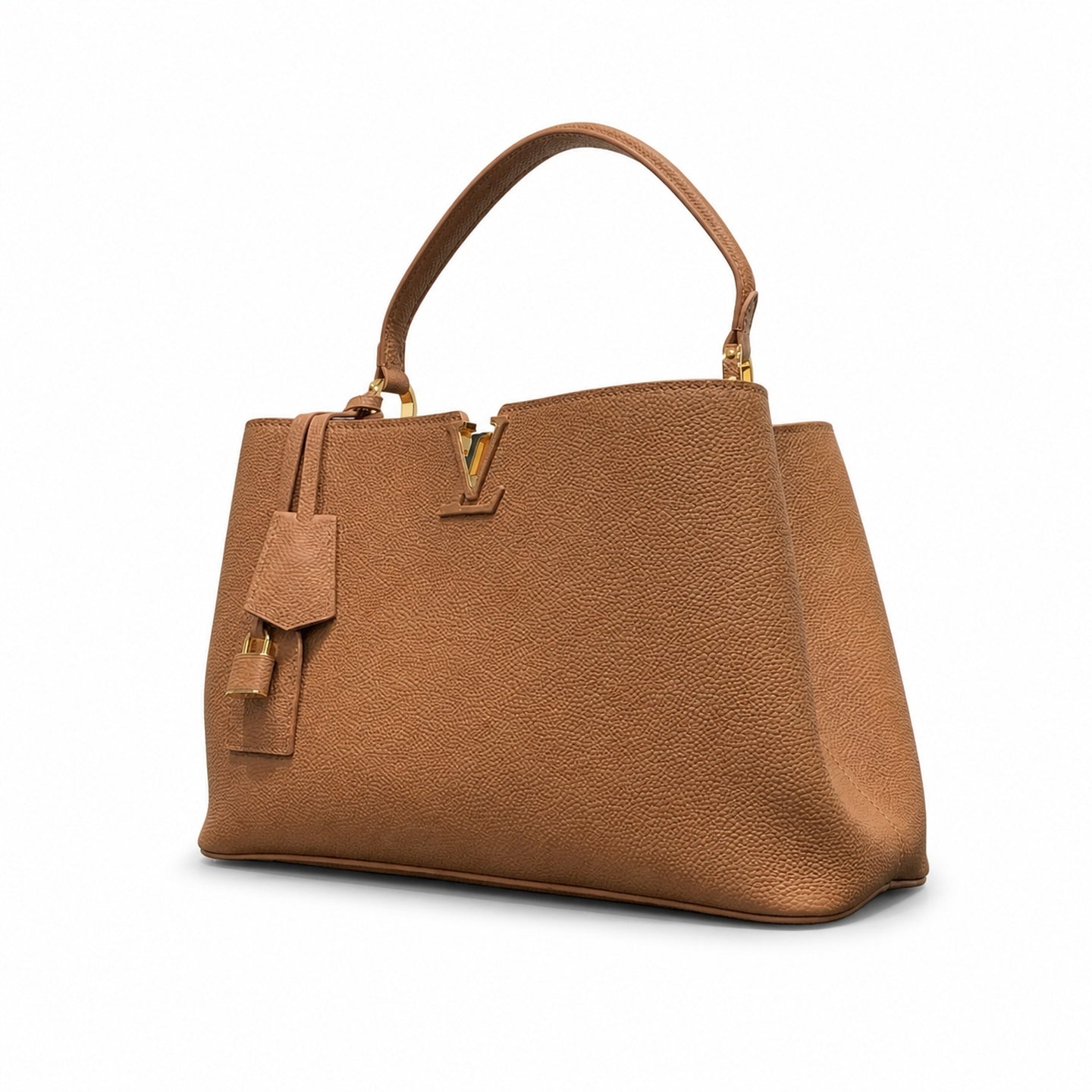 Louis Vuitton Capucines Leather Brown Gold Handbag