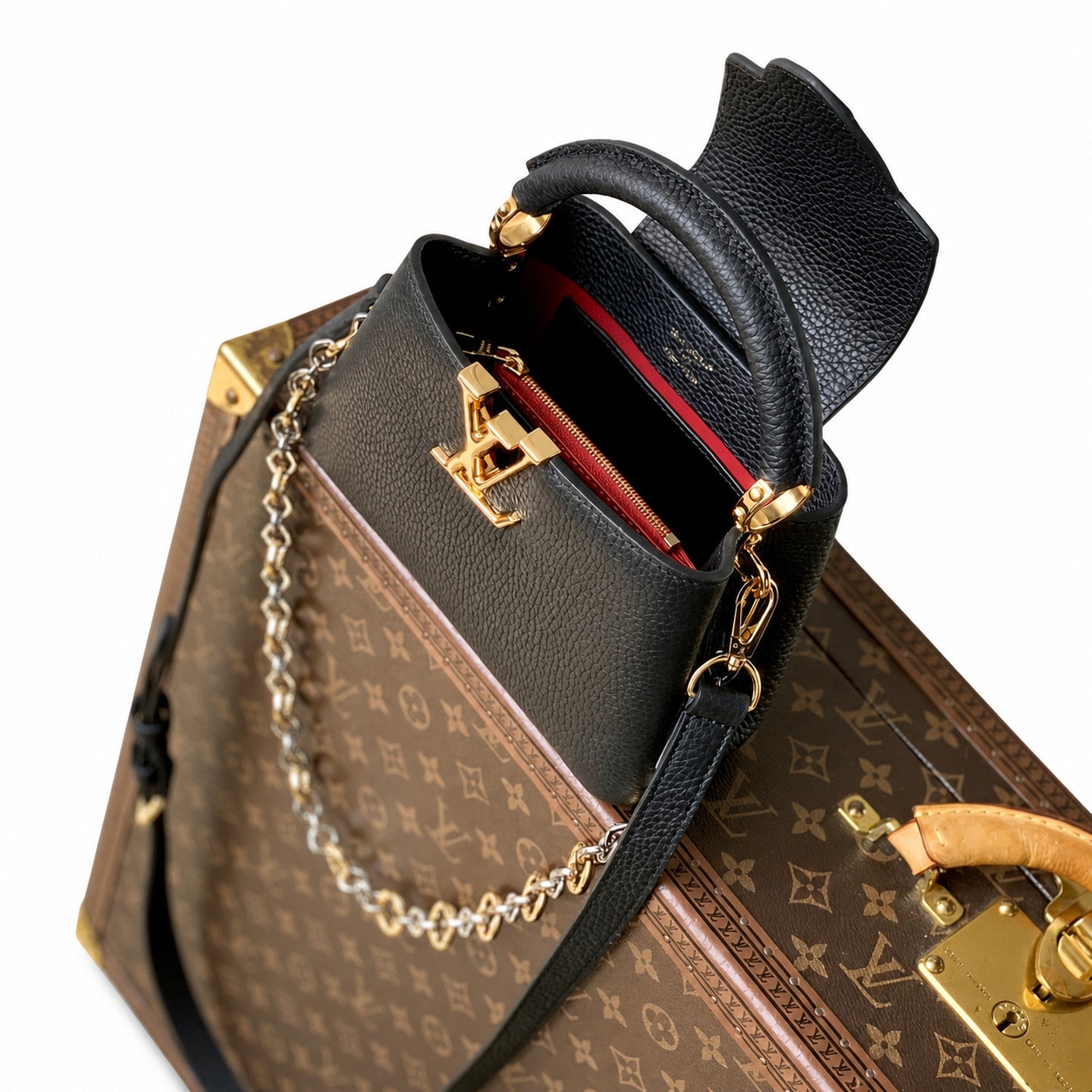 Louis Vuitton Capucines Mini Leather Black Handbag