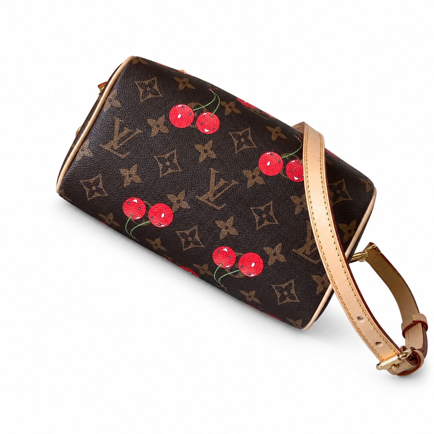 Louis Vuitton Speedy Bandouliere Takashi Murakami Canvas Leather Handbag