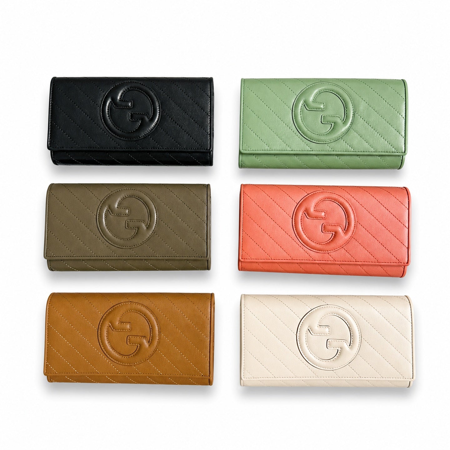 Gucci Blondie Leather Black White Gray Brown Green Pink Wallet