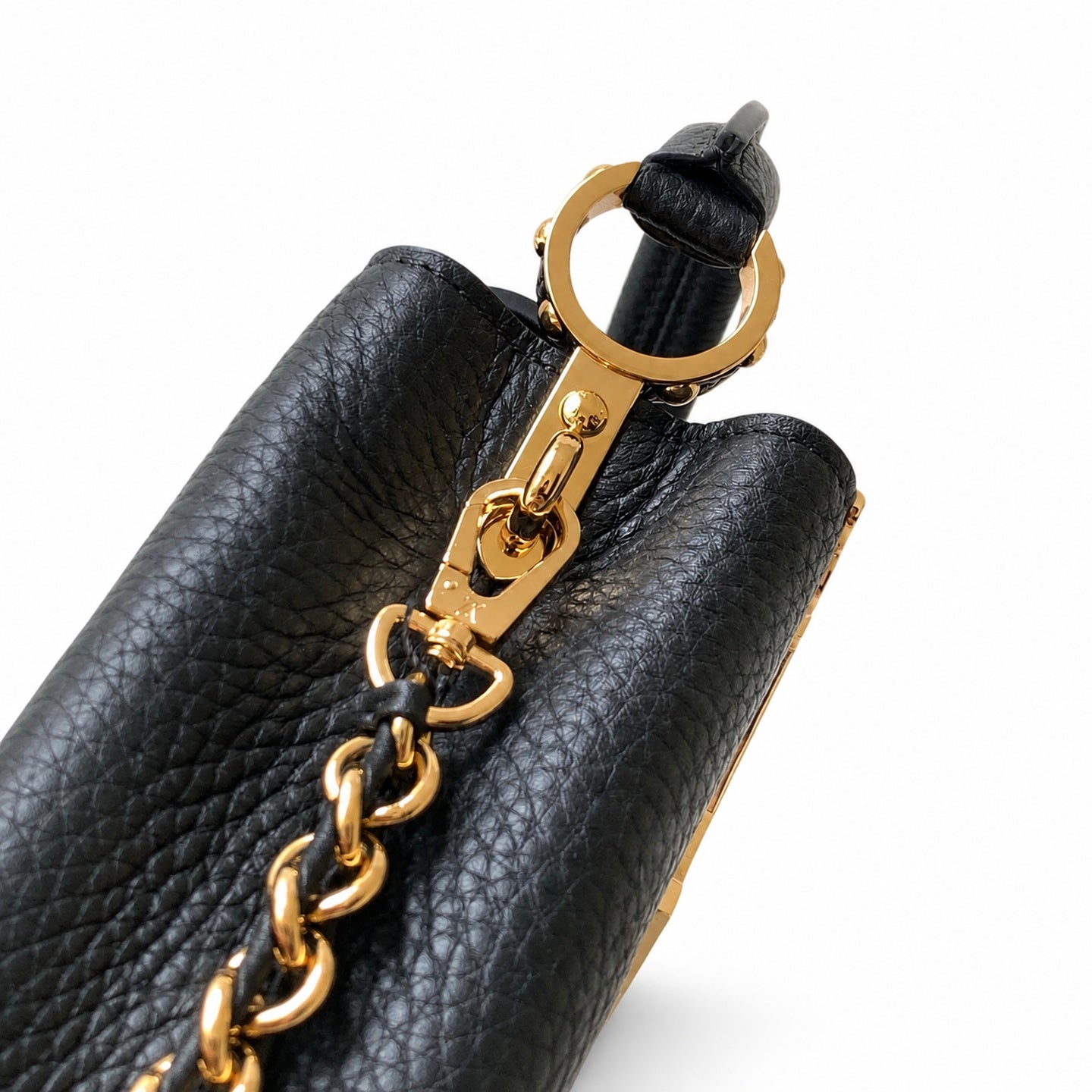 Louis Vuitton Capucines Leather Black White Handbag