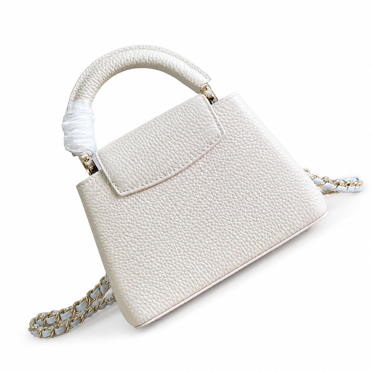 Louis Vuitton Capucines Mini Leather White Blue Handbag
