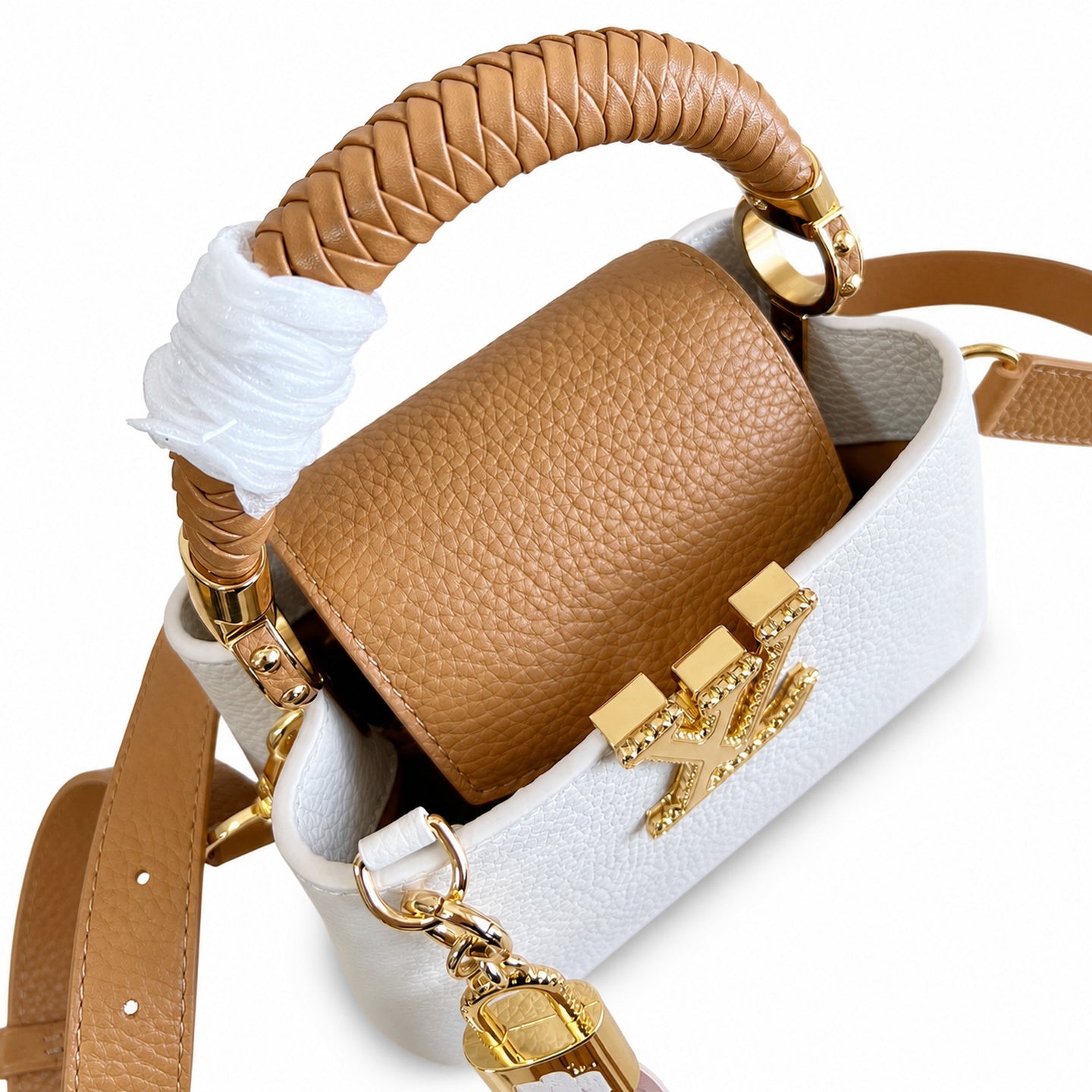 Louis Vuitton Capucines Mini Leather White Brown Handbag