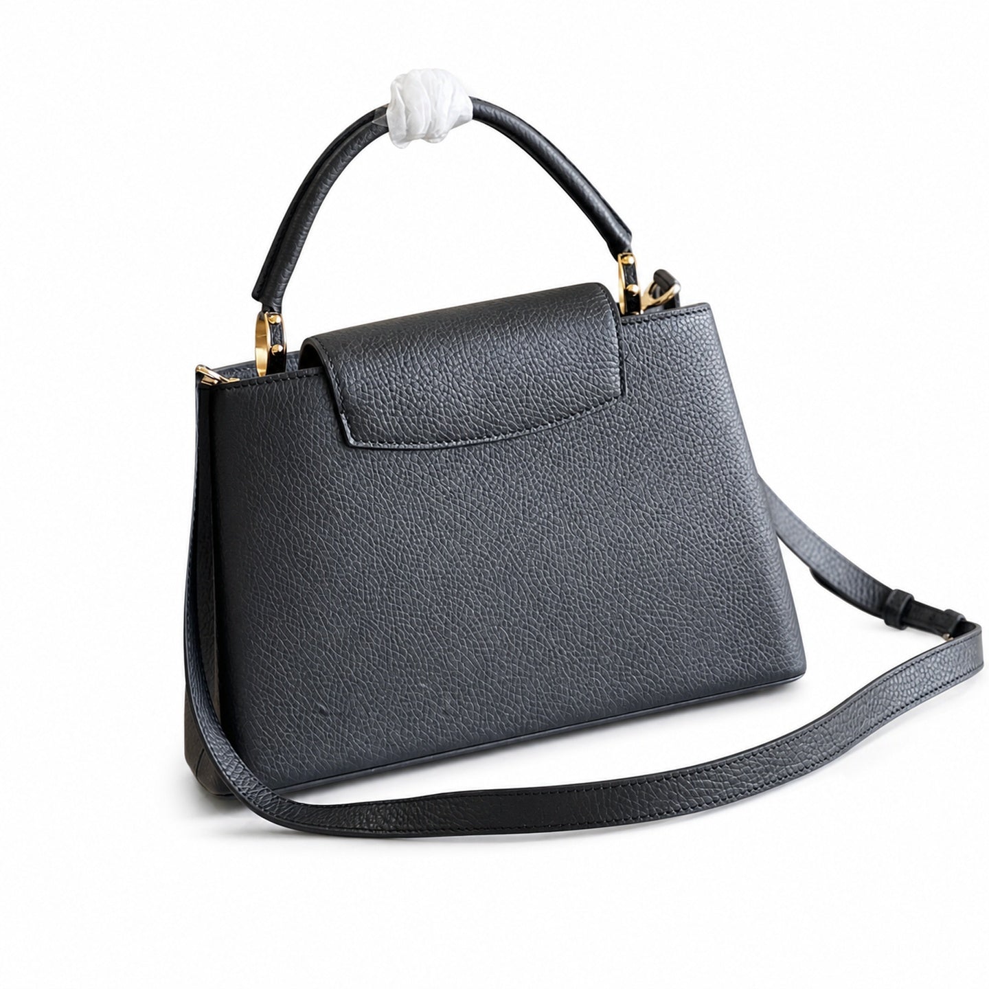 Louis Vuitton Capucines Medium Snakeskin Leather Black Gold Handbag