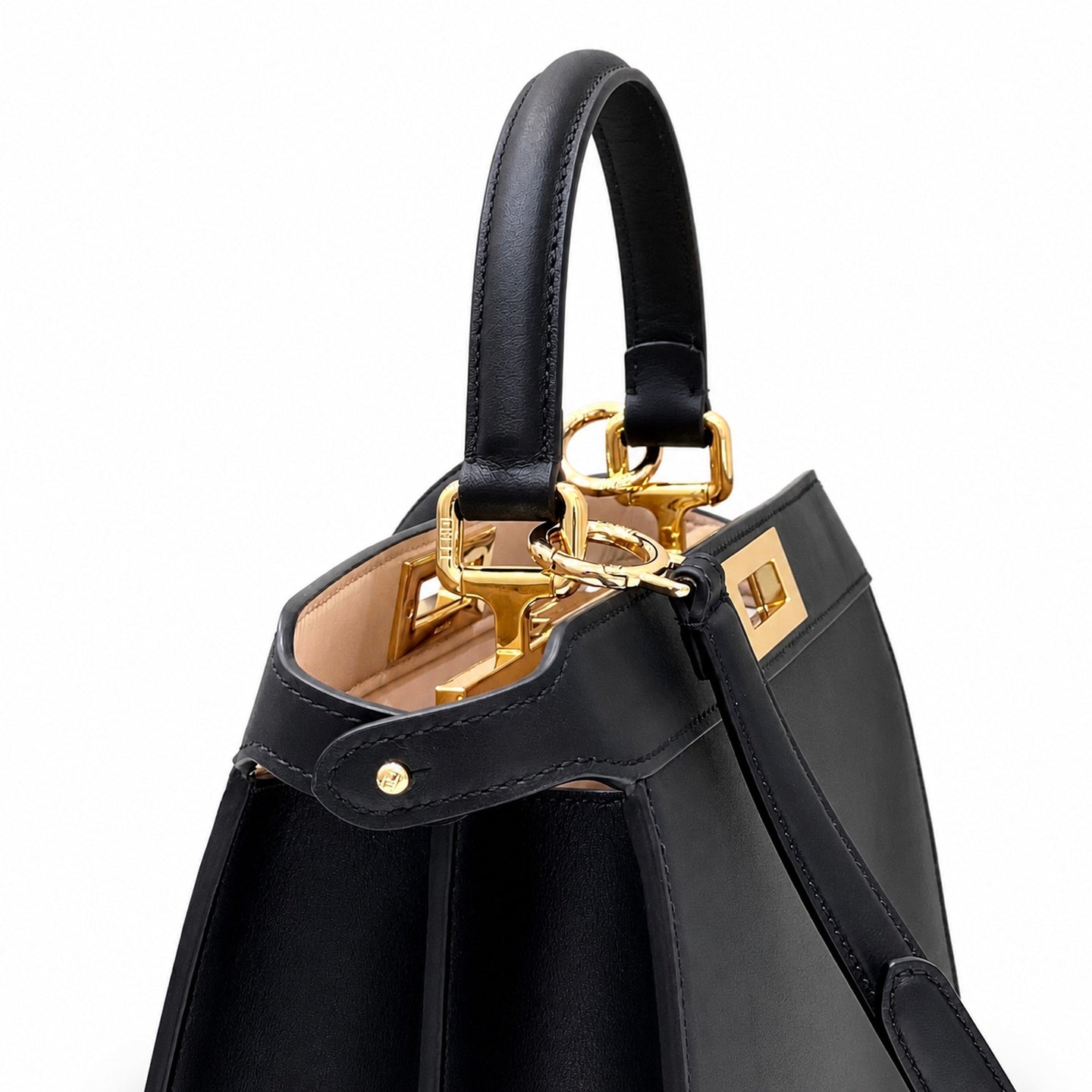 Fendi Peekaboo I See U Leather Check Black Bag