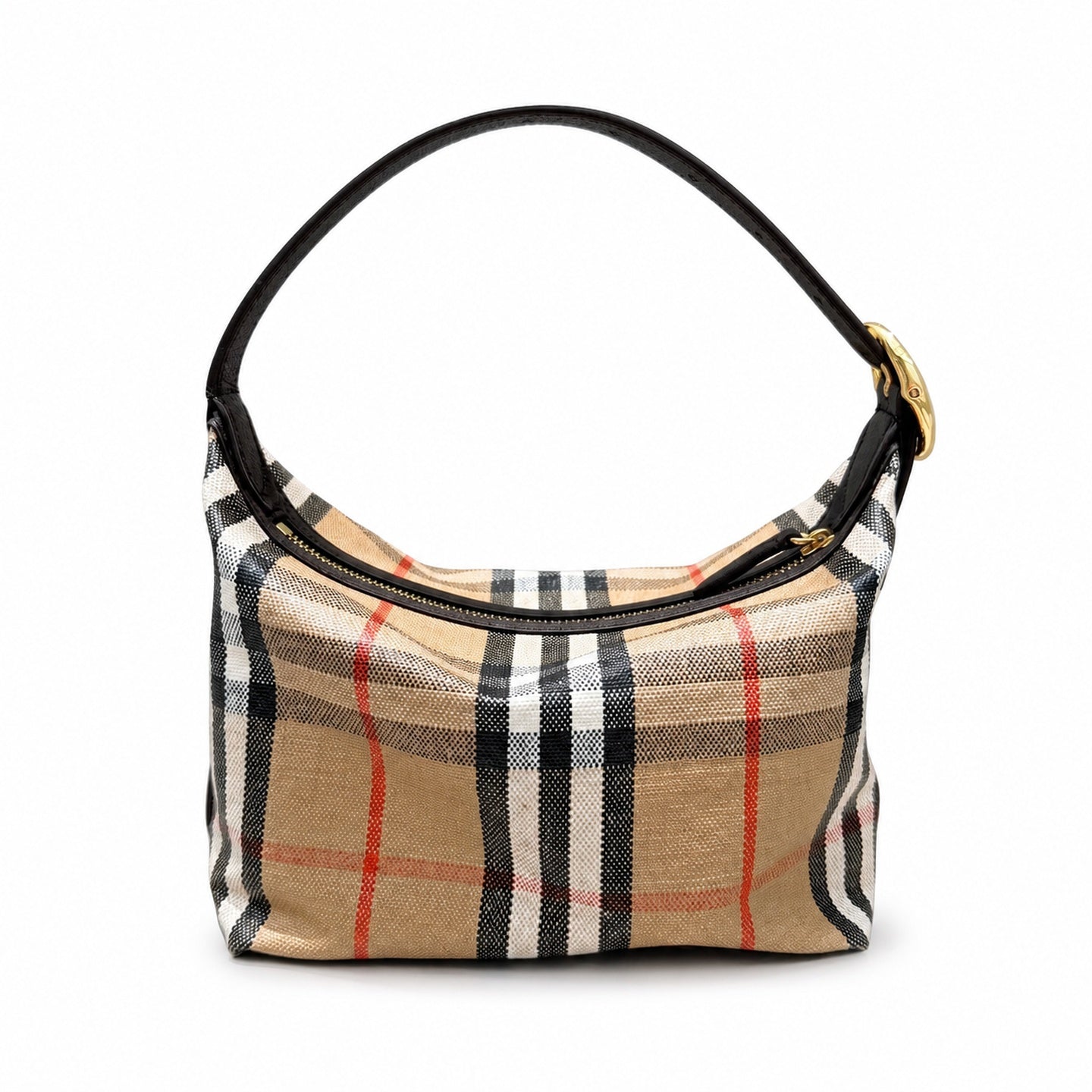 Burberry Highlands Mini Cotton Leather Check Bag
