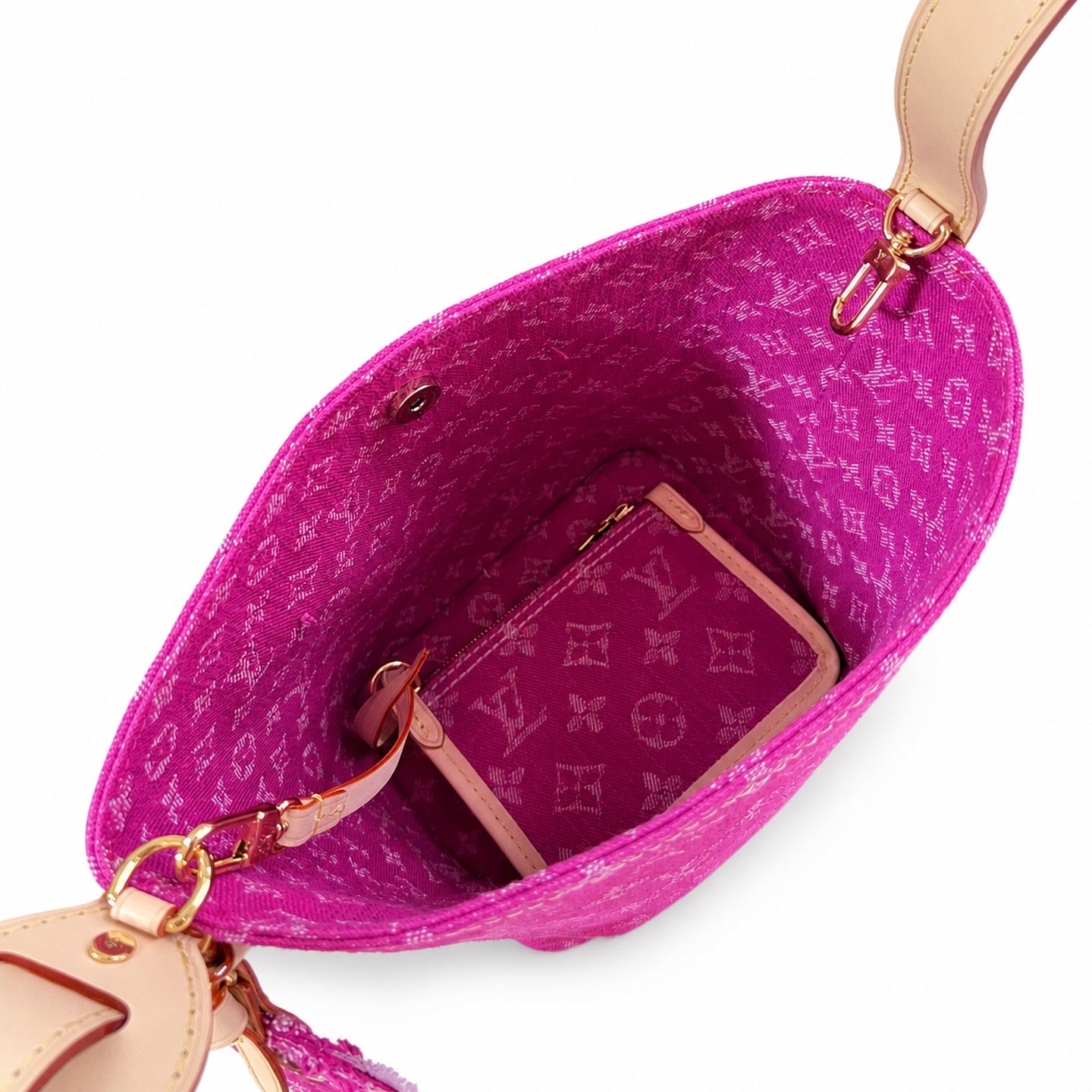 Louis Vuitton All In Denim Leather Red Handbag