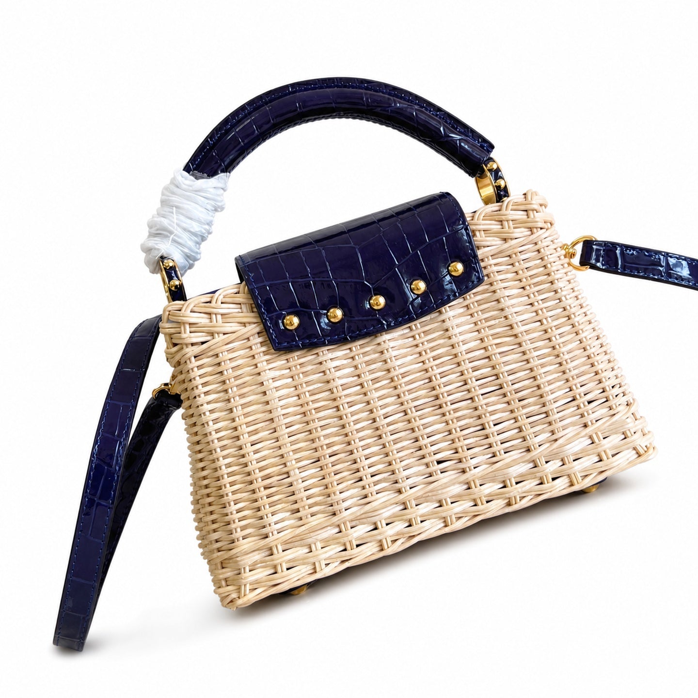 Louis Vuitton Capucines Mini Leather Blue Handbag