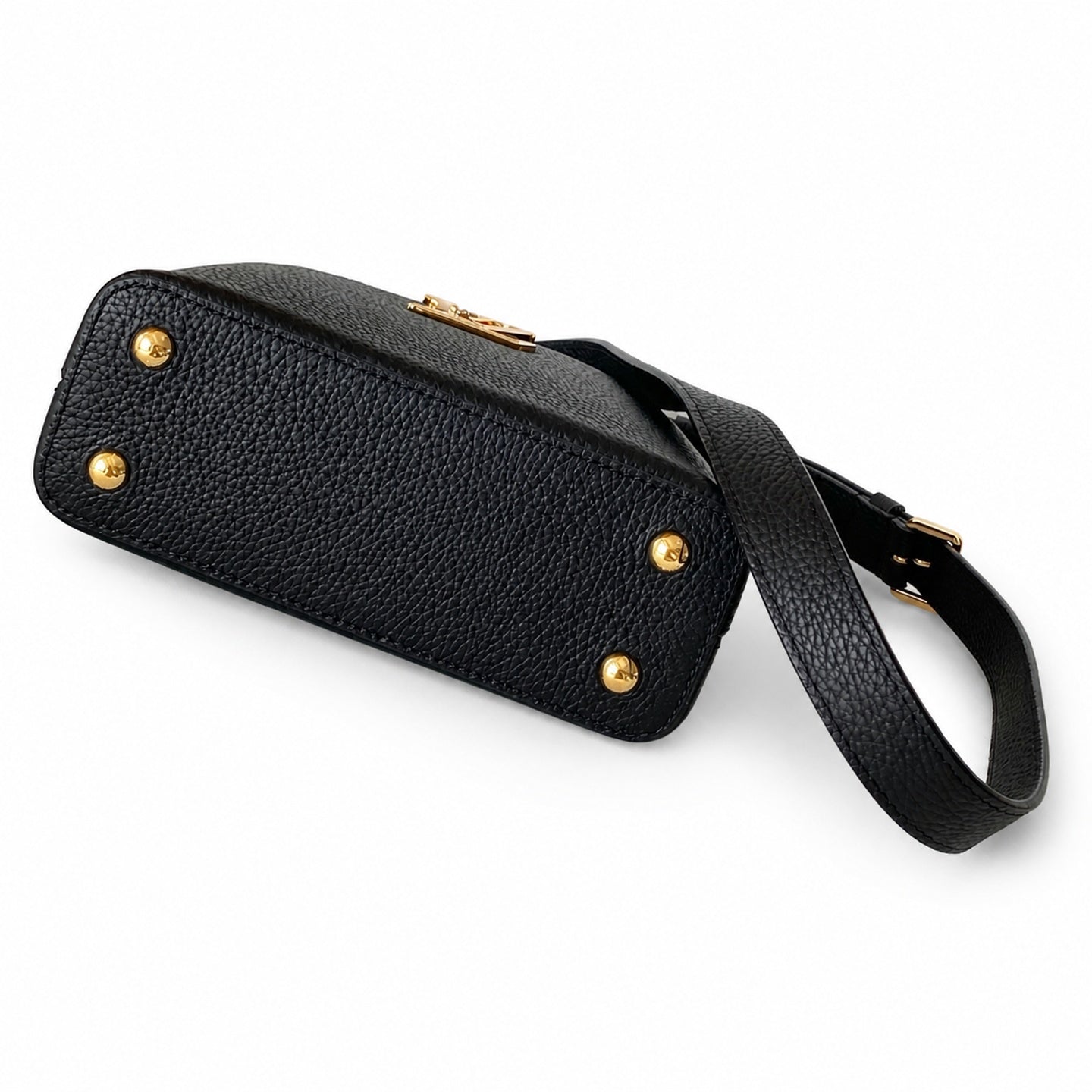 Louis Vuitton Capucines Mini Leather Black Yellow Gold Handbag