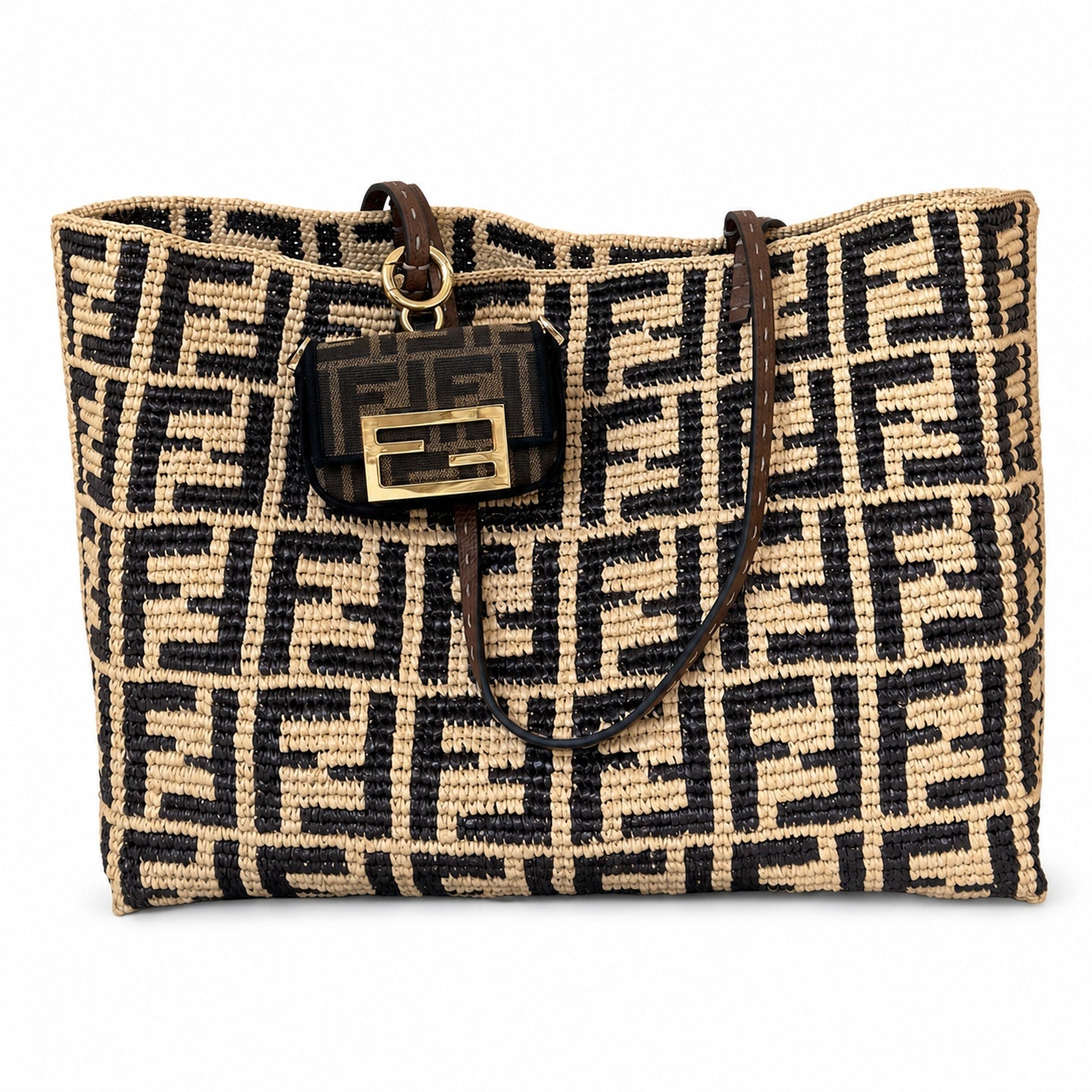 Fendi Roll Large Raffia Shopping Bag