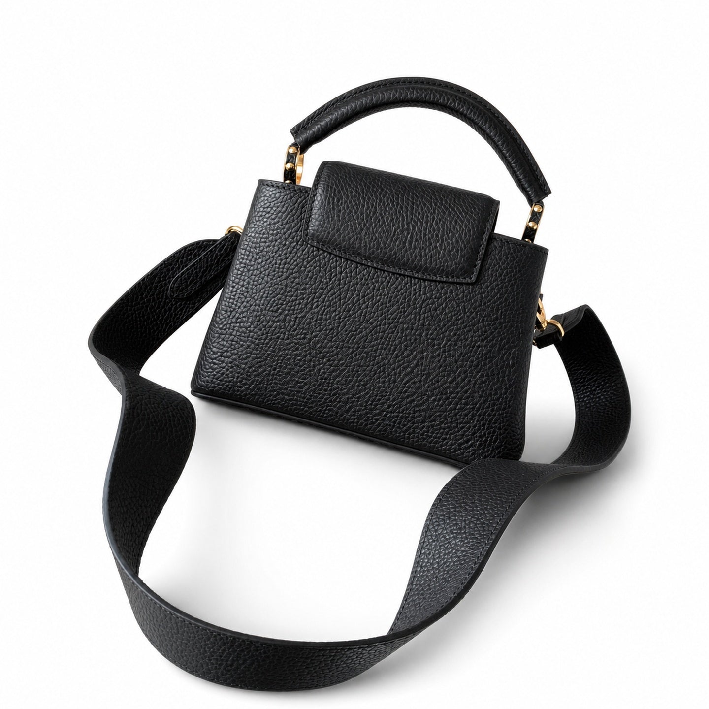 Louis Vuitton Capucines Leather Black Gold Handbag