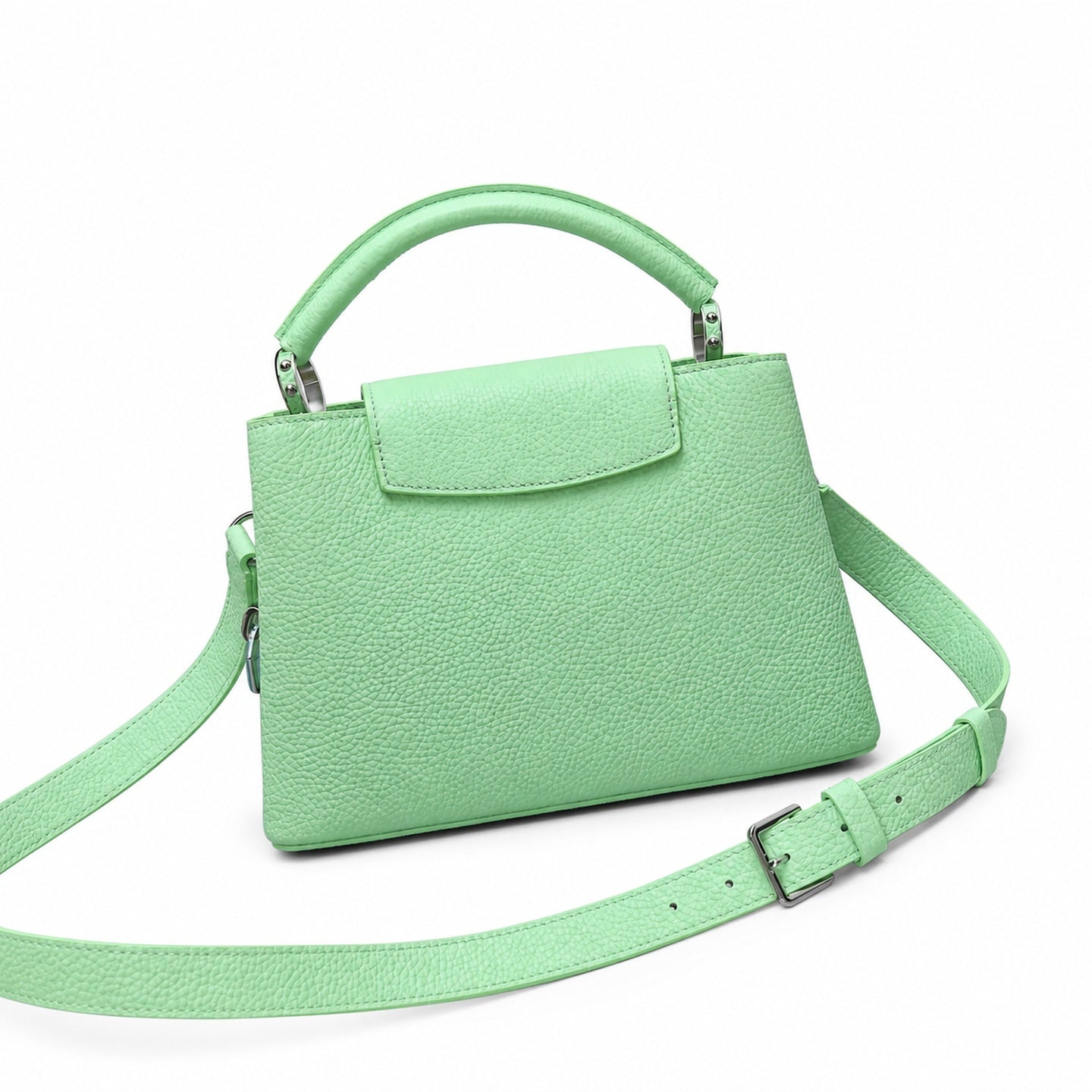 Louis Vuitton Capucines Small Leather Green Silver Handbag