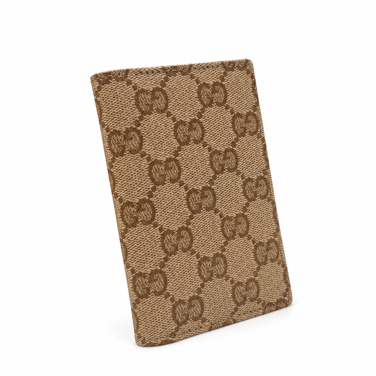 Gucci Canvas Leather Brown Gold Silver Card Holder