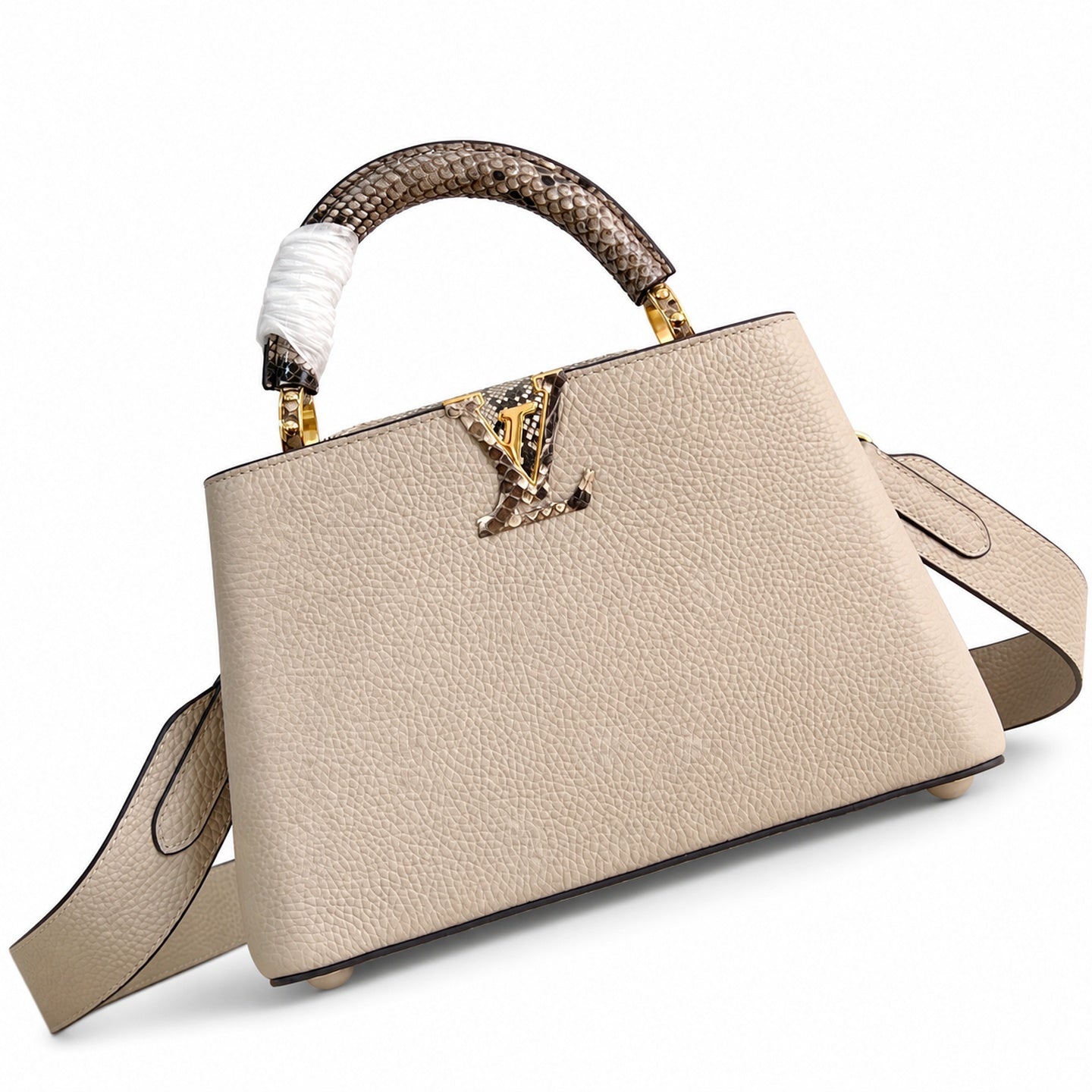 Louis Vuitton Capucines Small Snakeskin Leather Gray Handbag