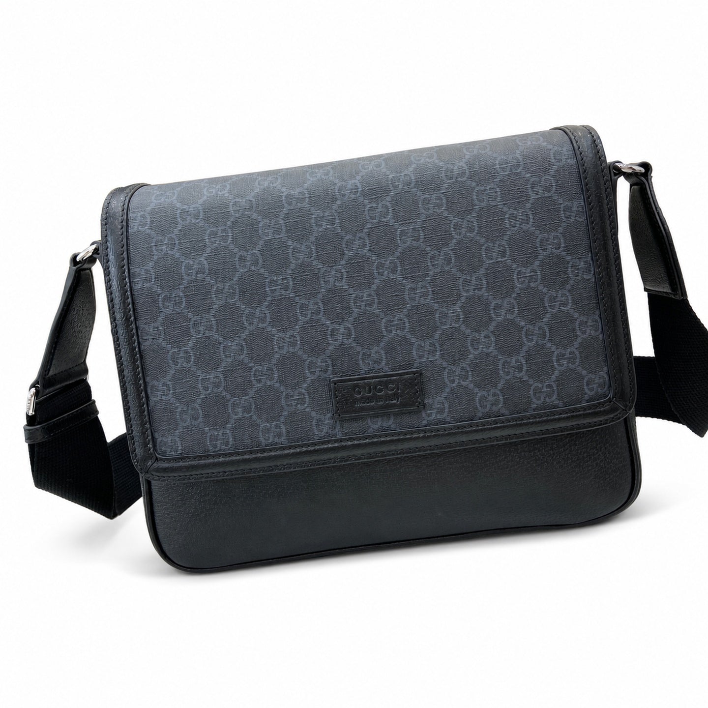 Gucci Supreme Mini Cotton Canvas Leather Black Green Crossbody Bag