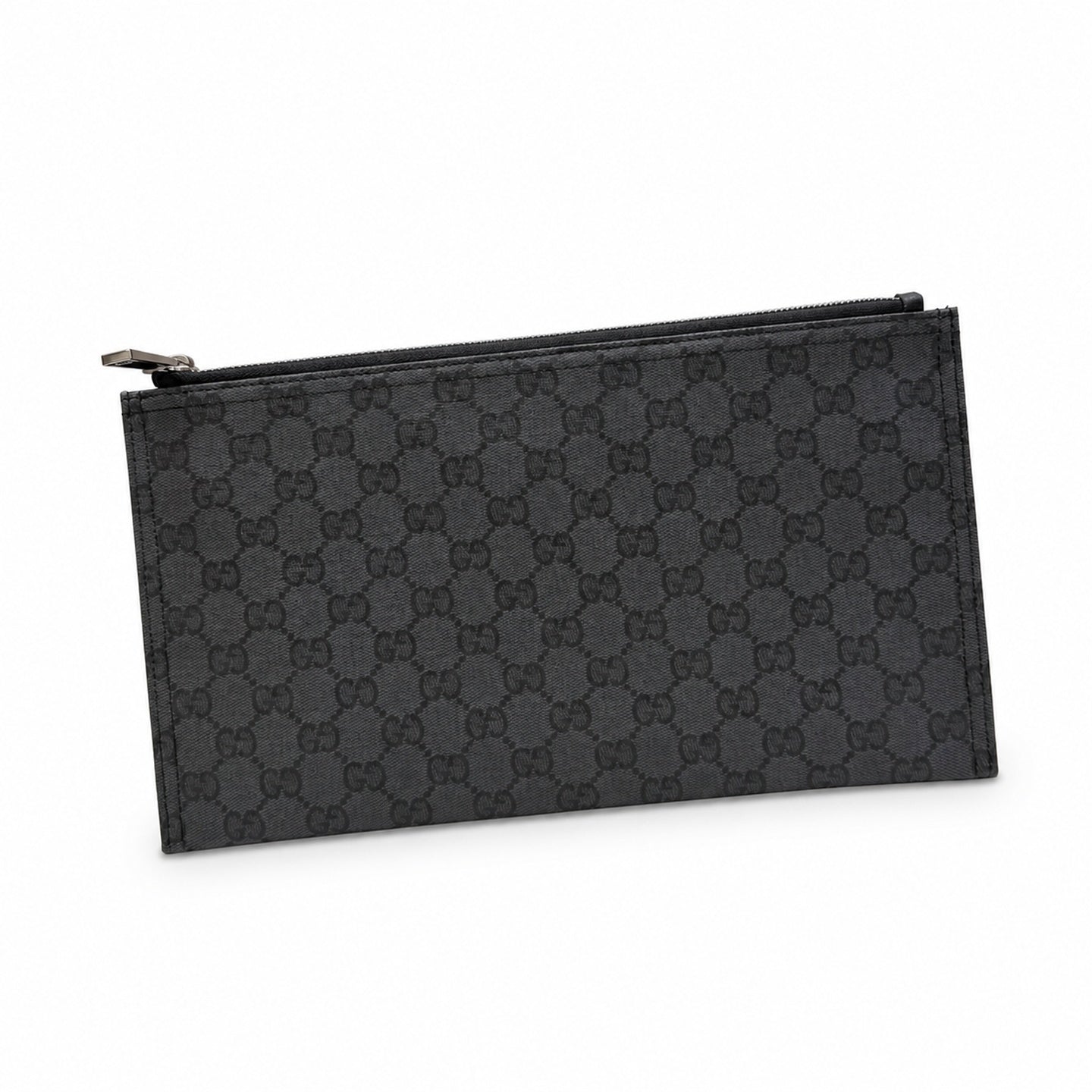 Gucci Small Canvas Leather Black Silver Clutch