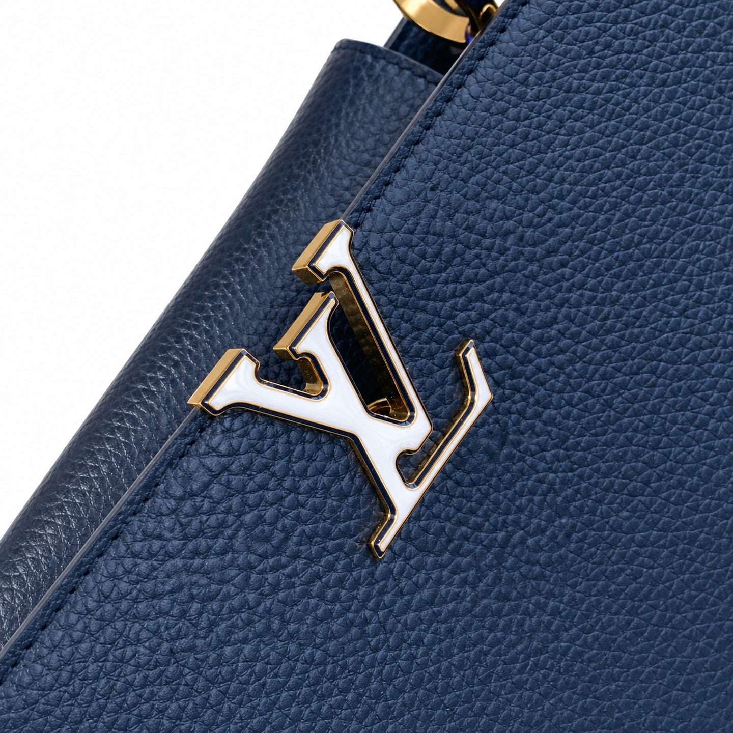 Louis Vuitton Capucines Small Leather Blue Gold Handbag