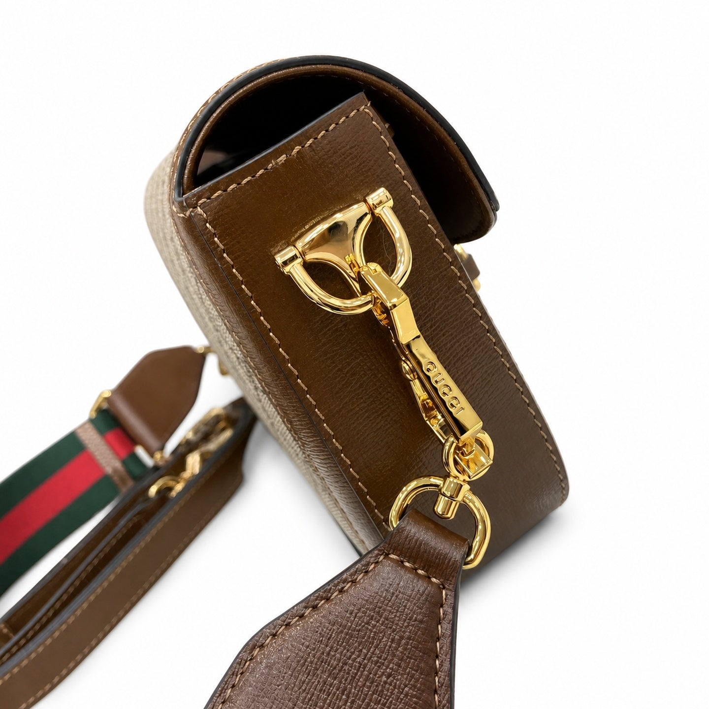 Gucci Horsebit 1955 Supreme Small Cotton Leather Beige Brown Red Green Gold Belt