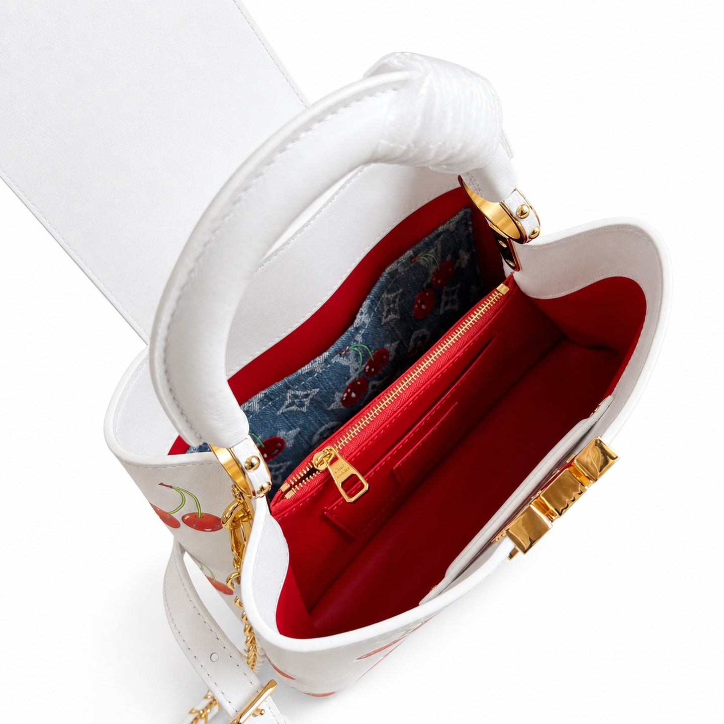 Louis Vuitton Capucines Takashi Murakami Small Leather White Handbag
