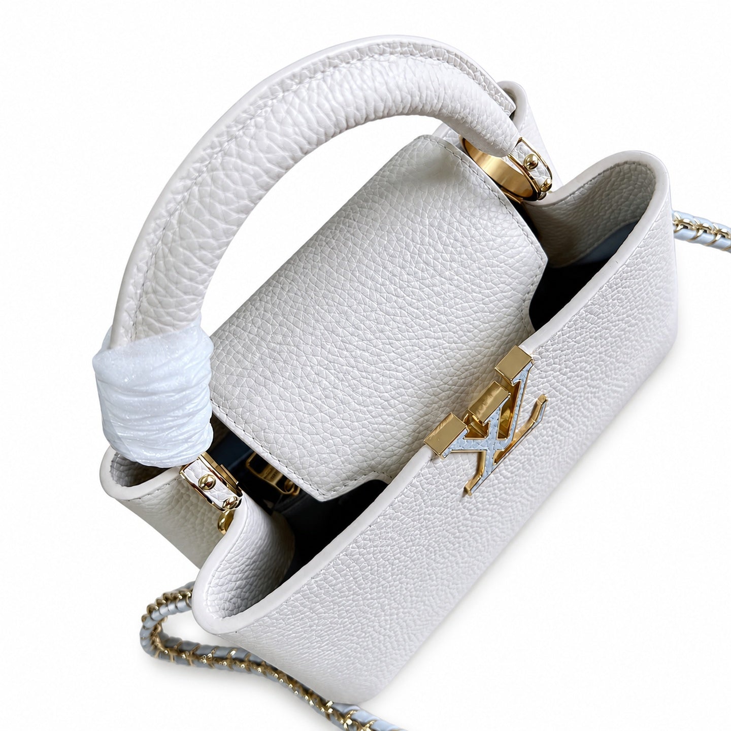 Louis Vuitton Capucines Small Leather White Blue Handbag