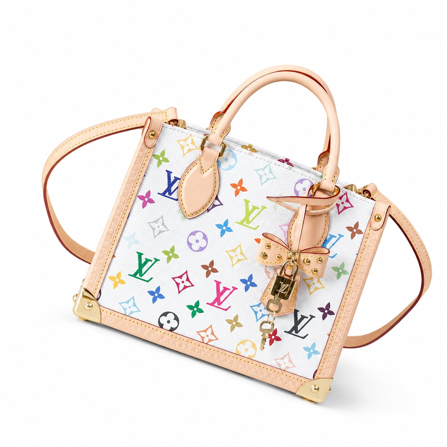 Louis Vuitton OnTheGo Small Canvas Leather White Handbag