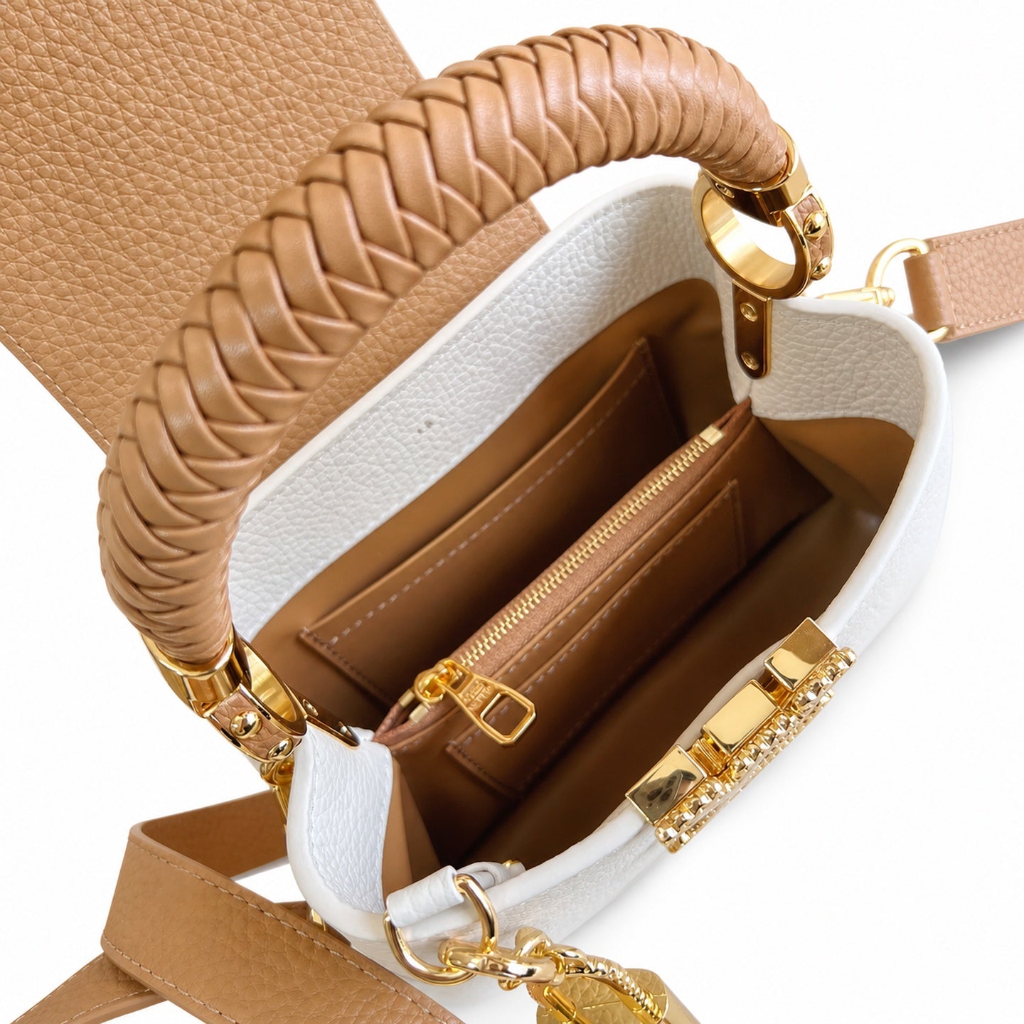 Louis Vuitton Capucines Mini Leather White Brown Handbag