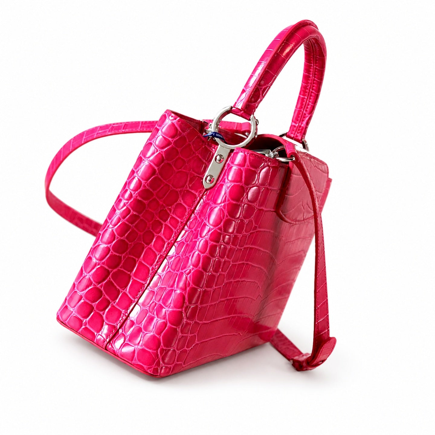 Louis Vuitton Capucines Medium Croc-Embossed Leather Pink Silver Handbag
