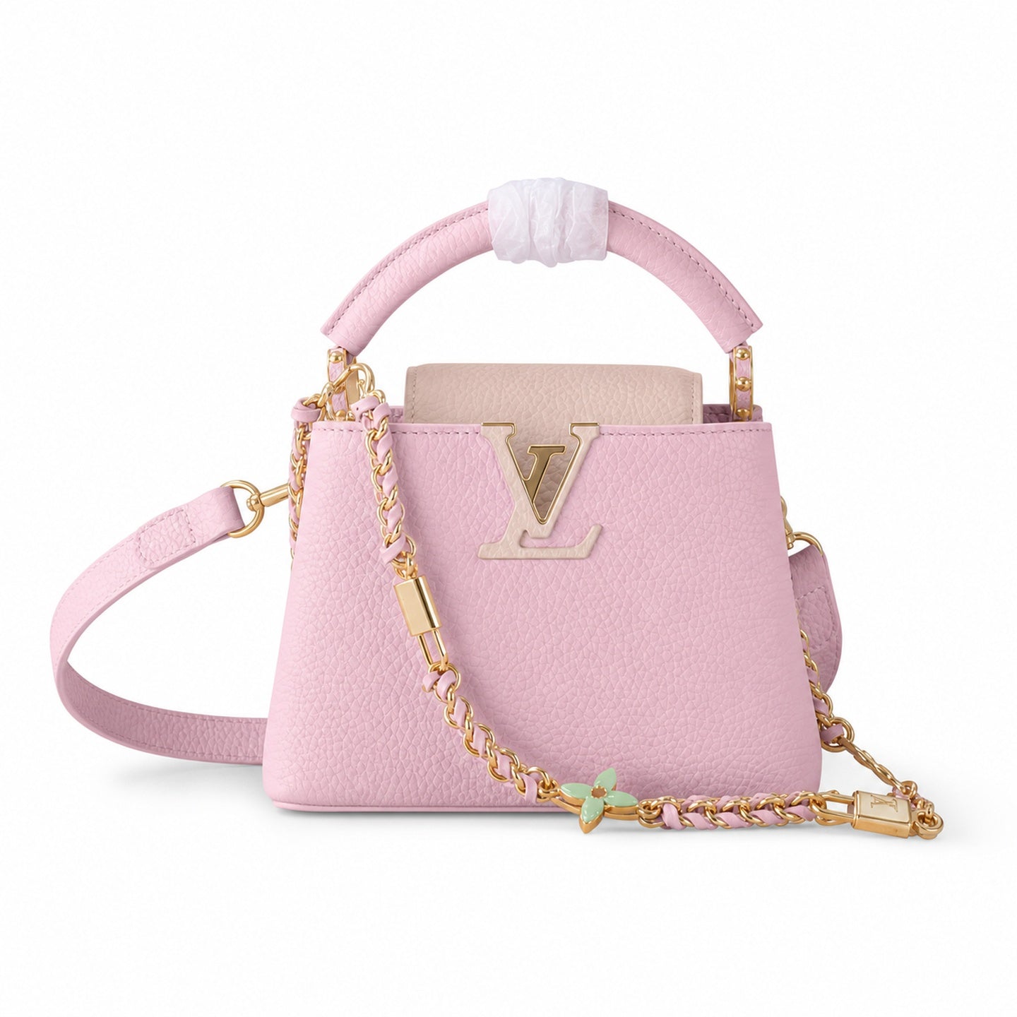 Louis Vuitton Capucines Mini Leather White Pink Gold Handbag