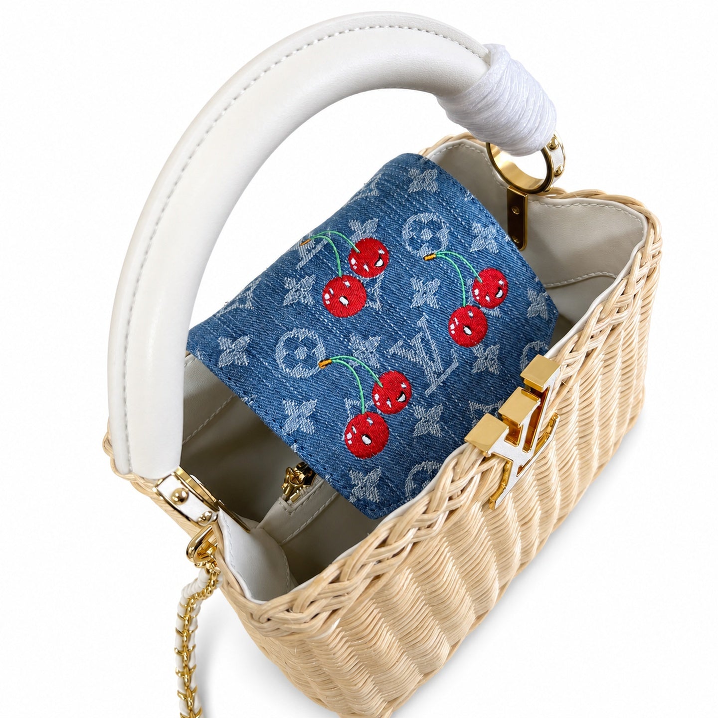Louis Vuitton Capucines Takashi Murakami Small White Handbag
