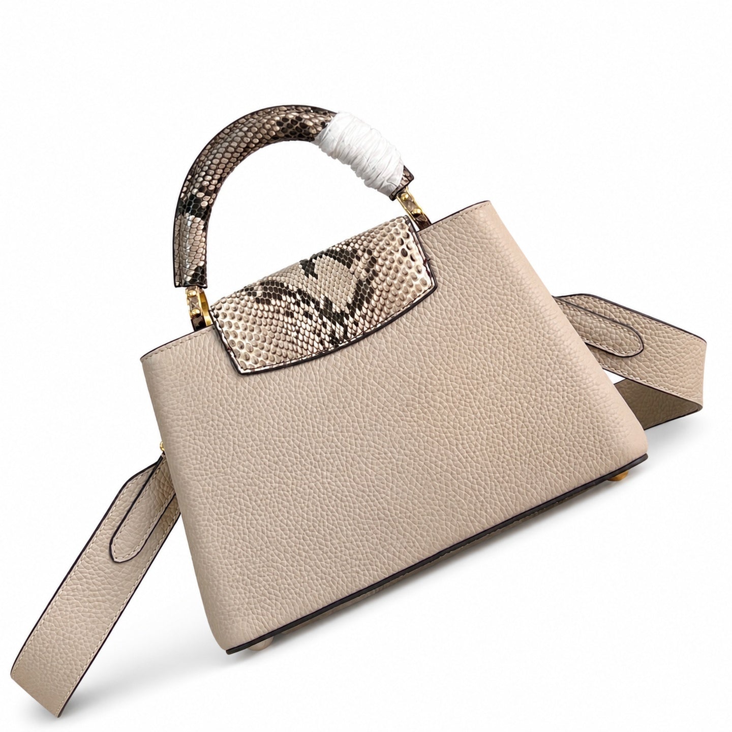 Louis Vuitton Capucines Small Snakeskin Leather Gray Handbag