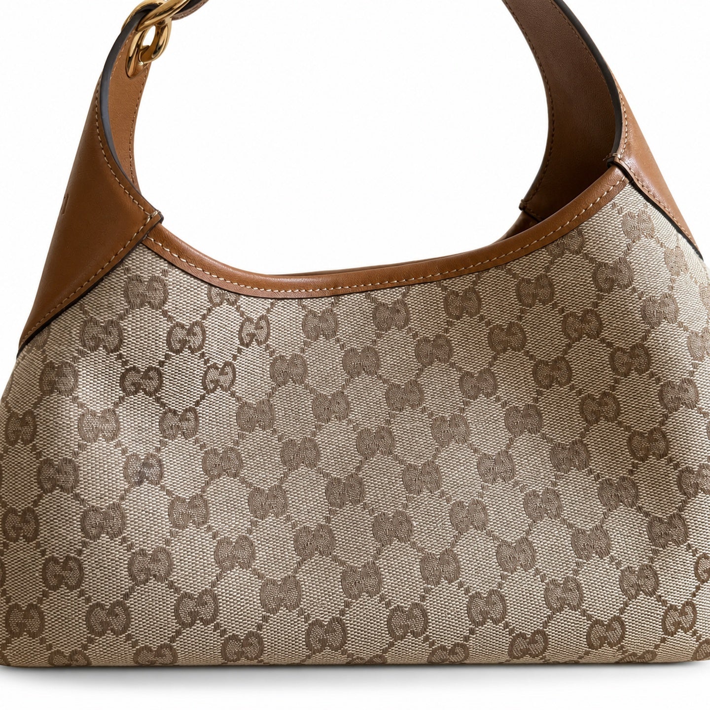 Gucci Suede Leather Brown Gold Bag