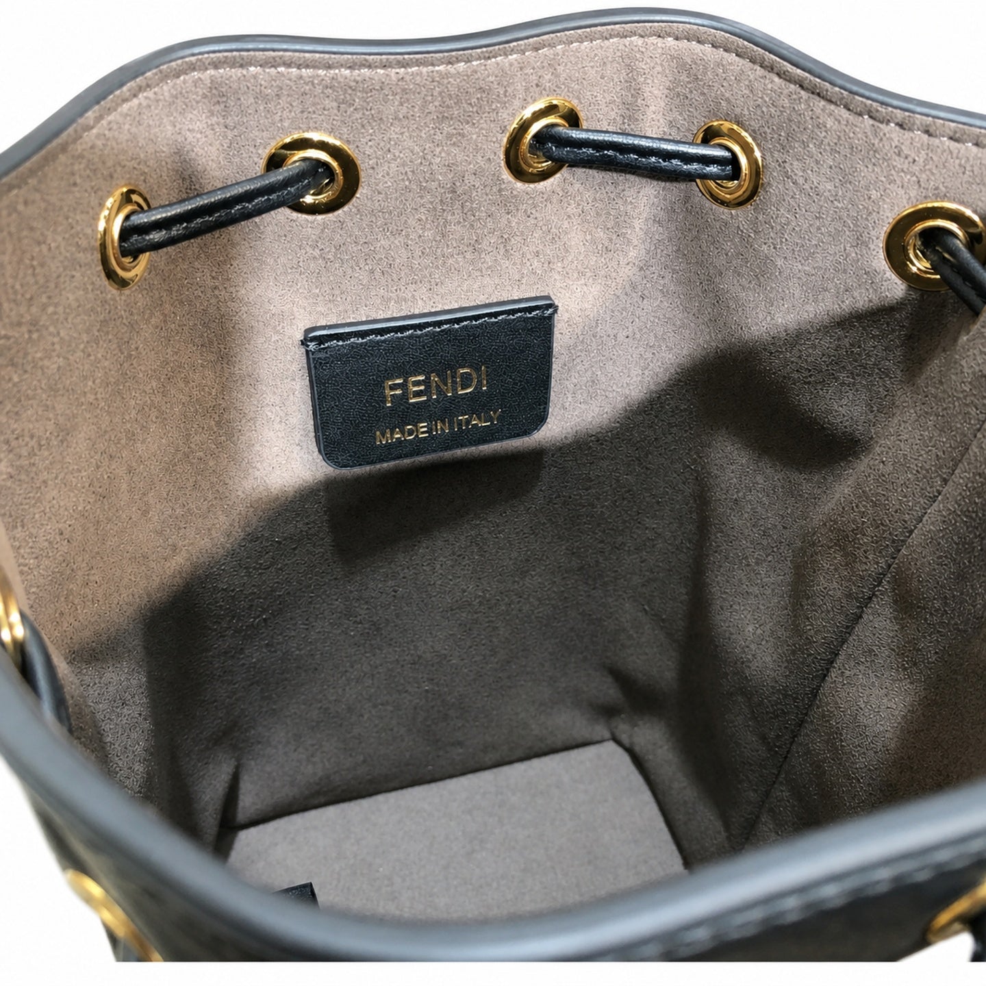 Fendi Mon Tresor Small Leather Black Bucket Bag