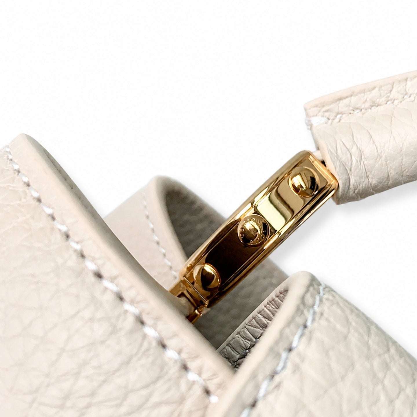 Louis Vuitton Capucines Mini Leather Beige Gray Handbag