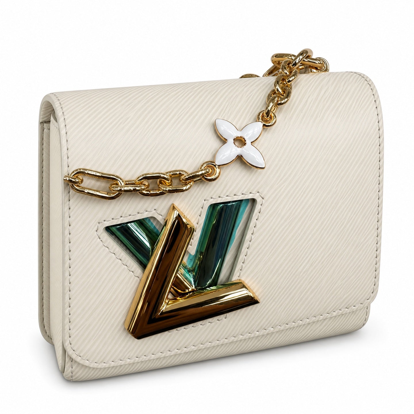 Louis Vuitton Twist Medium Embroidered Leather White Handbag
