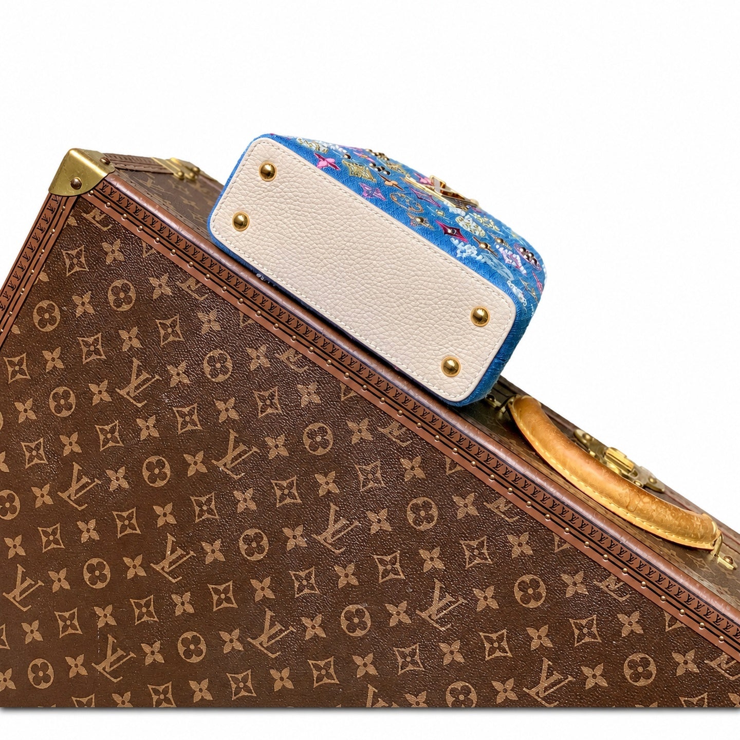 Louis Vuitton Capucines Mini Embroidered Denim Leather Handbag