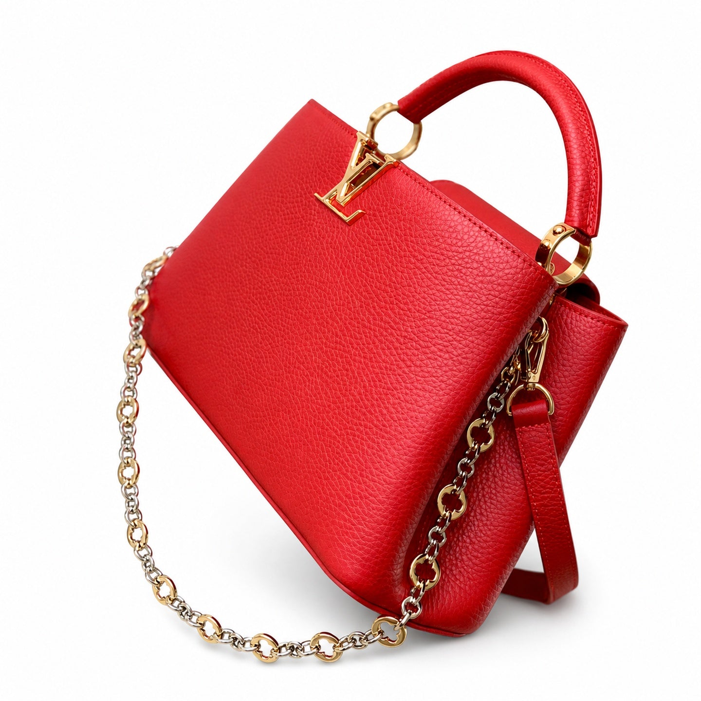 Louis Vuitton Capucines Medium Leather Red Handbag