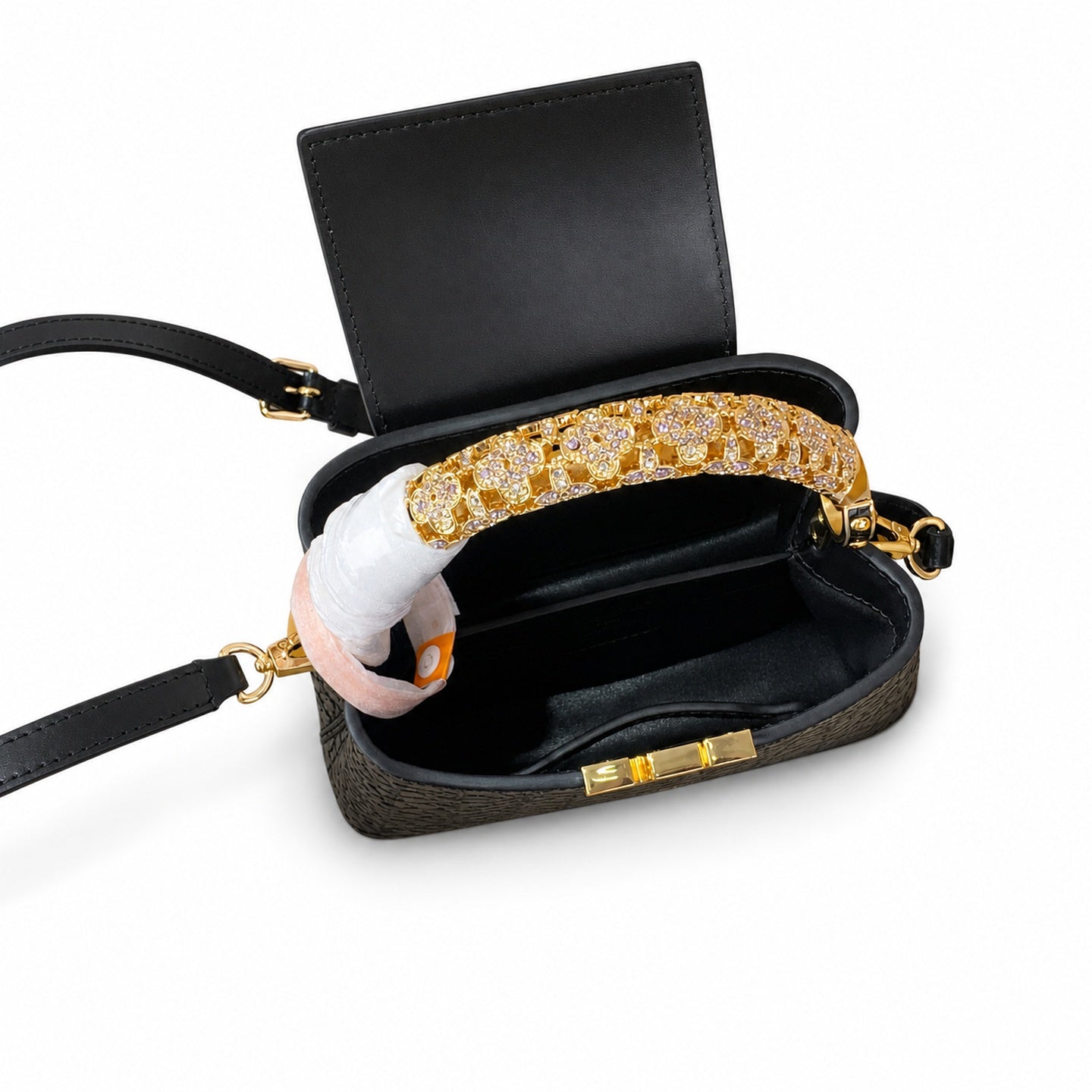 Louis Vuitton Capucines Mini Croc-Embossed Leather Black Handbag