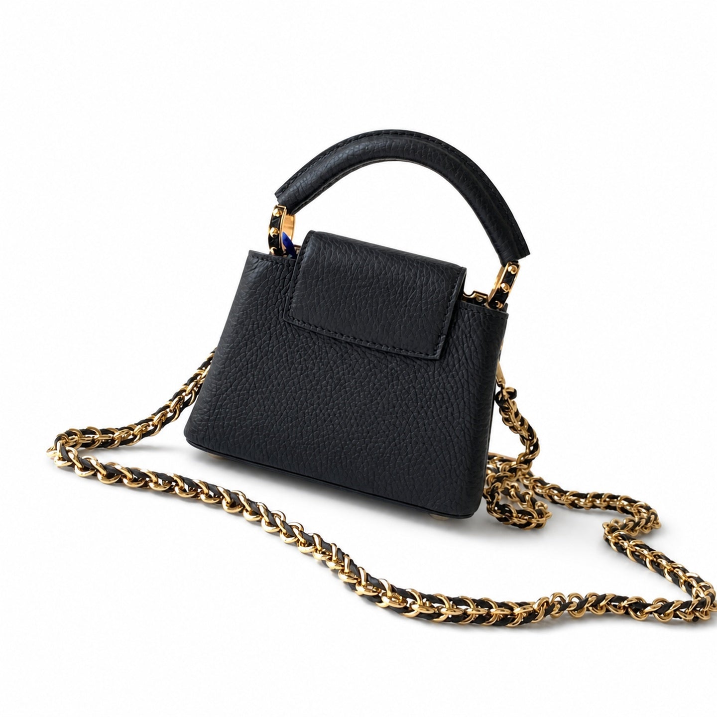 Louis Vuitton Capucines Leather Black White Handbag