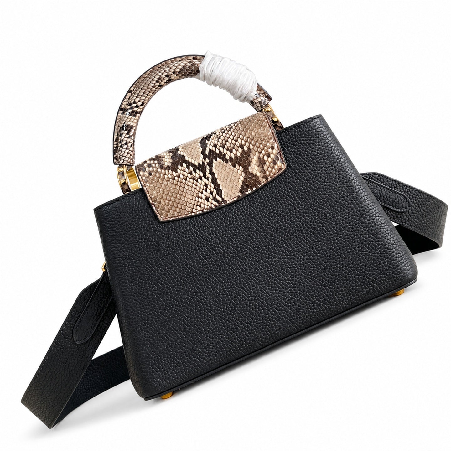Louis Vuitton Capucines Small Snakeskin Leather Black Handbag