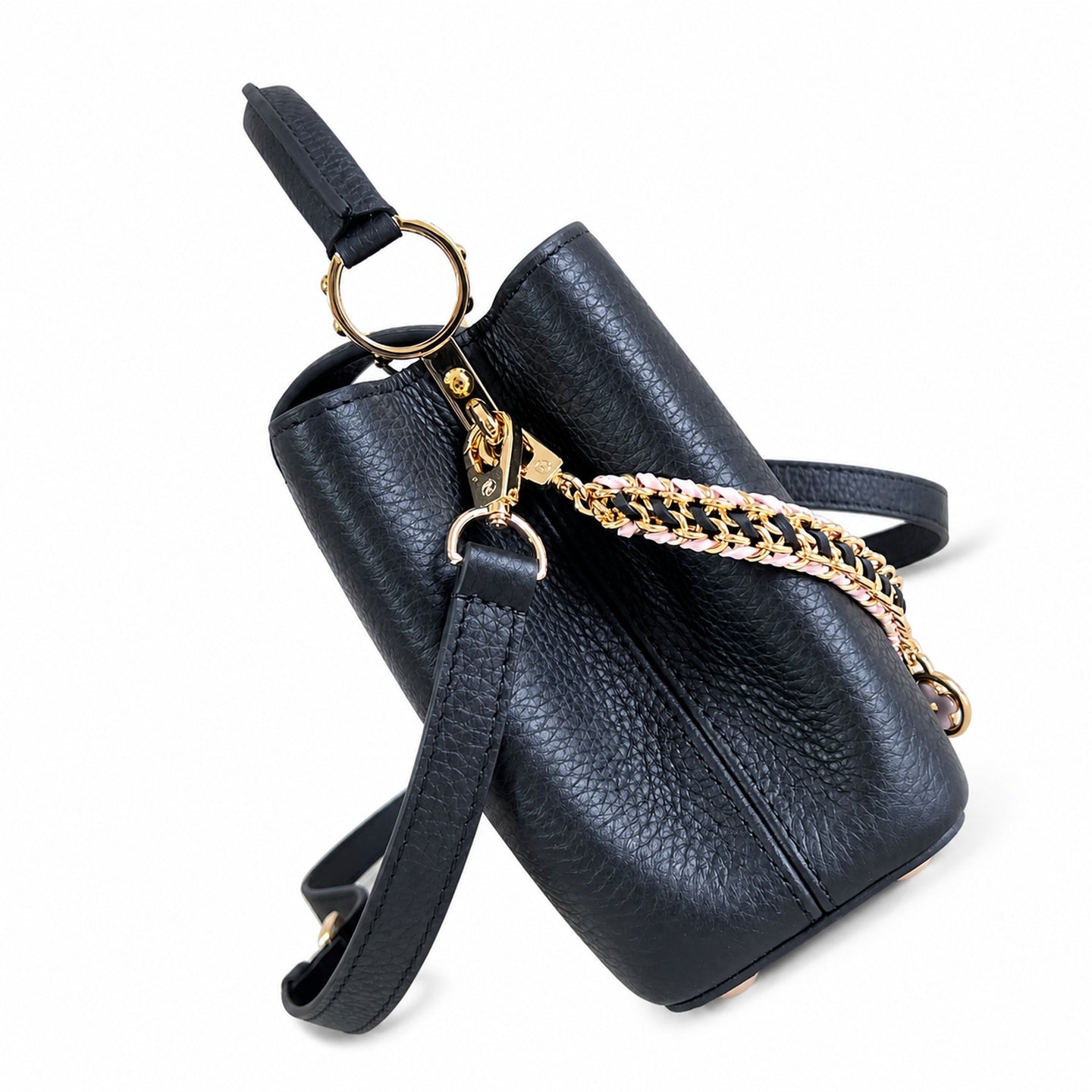 Louis Vuitton Capucines Small Knit Leather Black Handbag