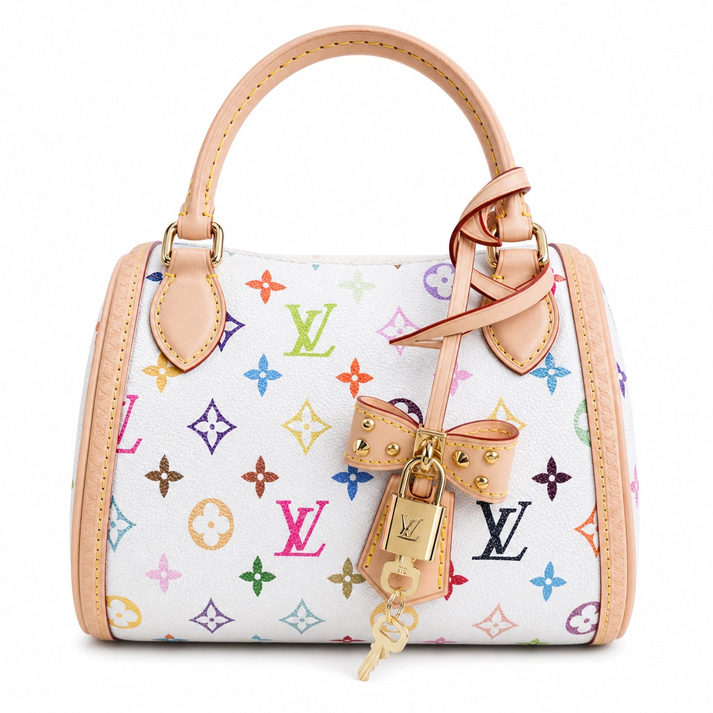 Louis Vuitton OnTheGo Small Canvas Leather White Handbag